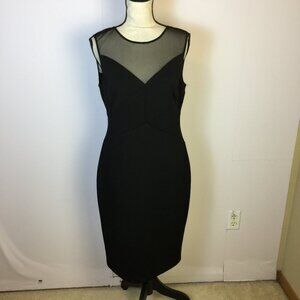 Maggy London Sheath Dress Size 12 Womans Black Illusion Mesh Sleeveless Stretch